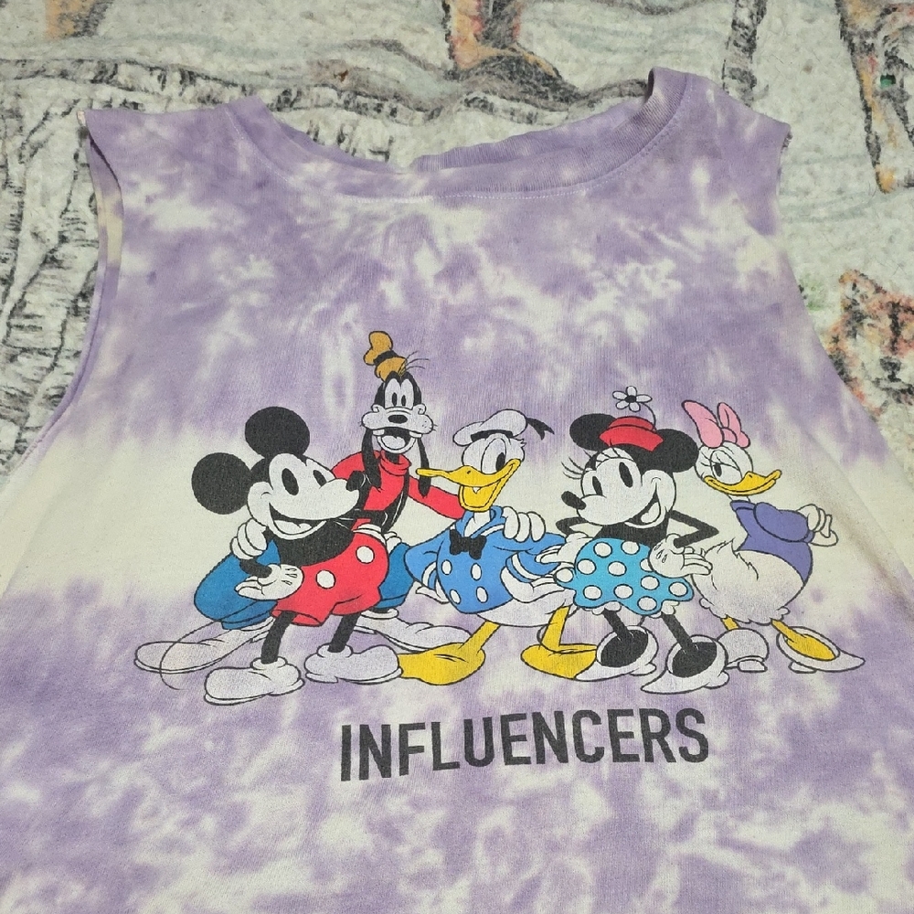 Disney Tie-Dye Tank Top with Classic Mickey & Friends Graphic - Purple & White